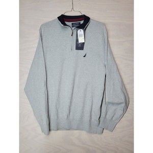Nautica Men's SZ M Navtech Quarter 1/4 Zip Sweater Long Sleeve Shirt Gray NEW